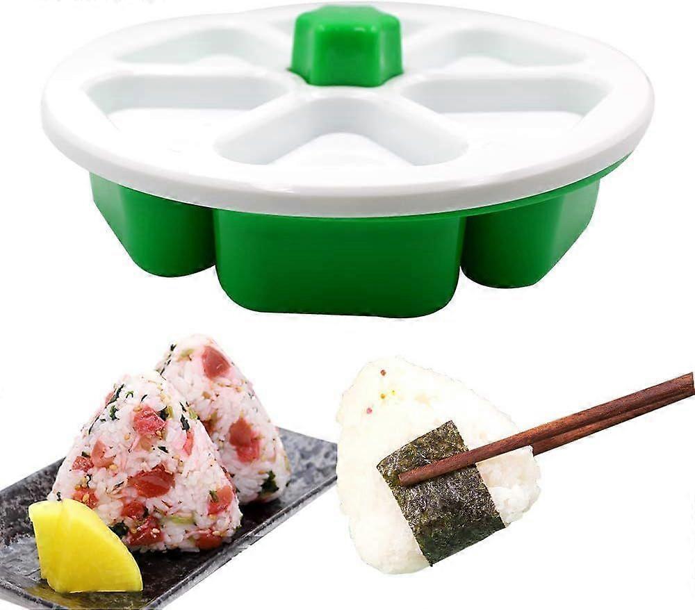DIY Triangle Sushi Mold, Food Grade BPA free Onigiri Maker Onigiri Rice Mold, Make Up To 6 Sushi Rice Balls at Once Easily and Quickly (Green)