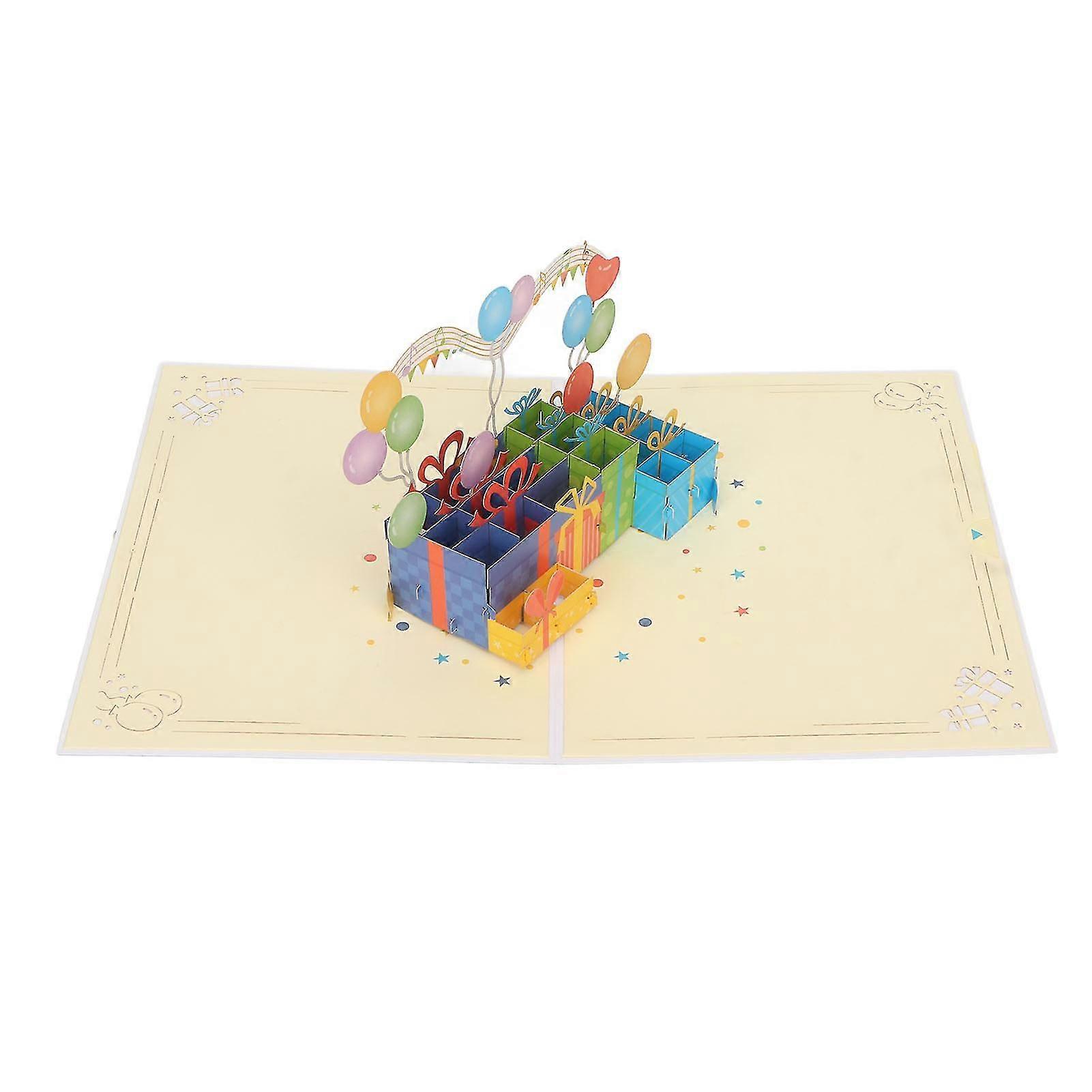 DIY 3D Birthday Greeting Card with Envelope, Replaceable Numbers