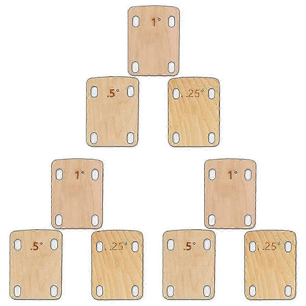 9Pcs gitarové podložky na krk, gitara z masívneho javorového dreva Ochrana krku 0,25, 0,5 a 1 stupňa gitara