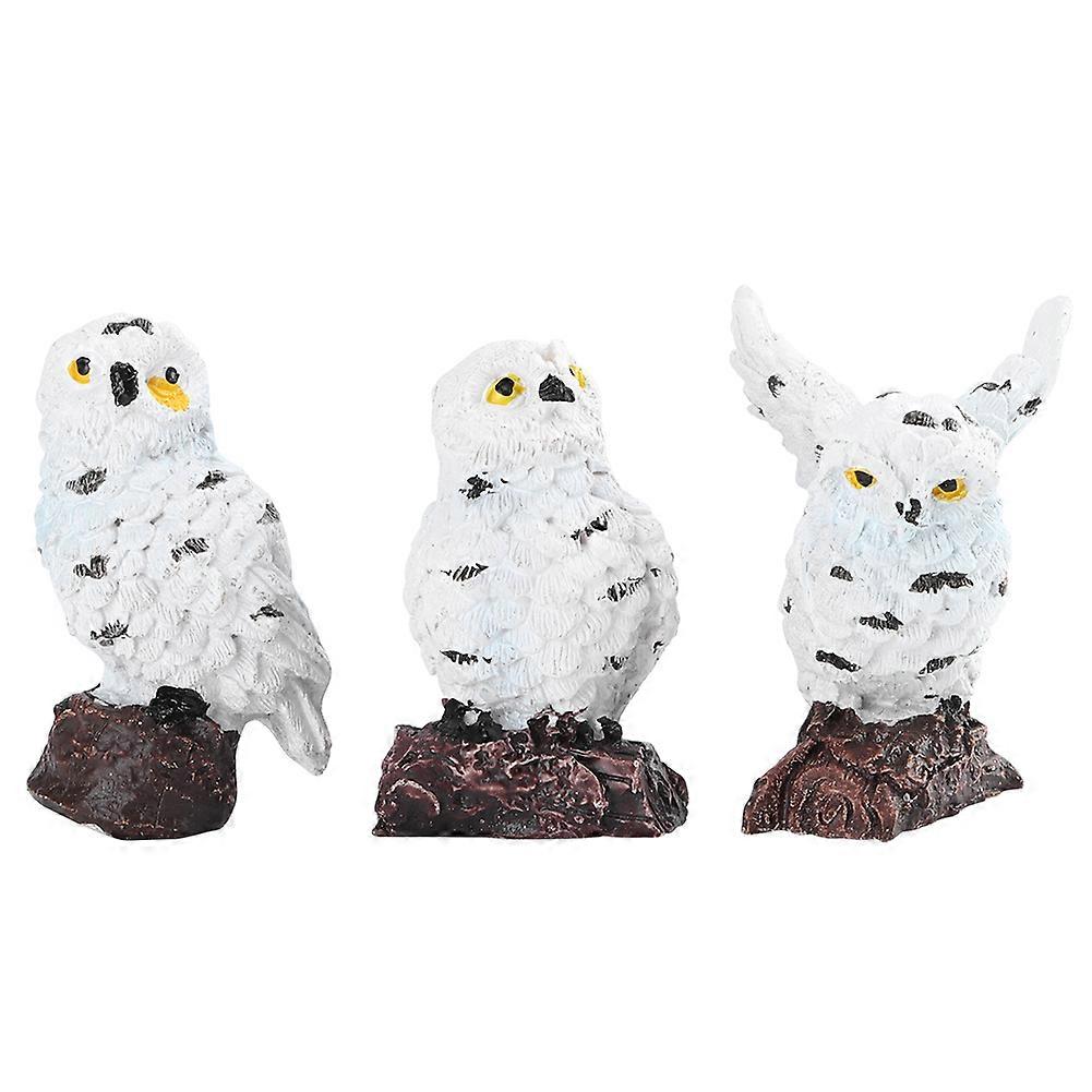 3Pcs Mini Simulation Owl Decor - Cute Artificial Resin Ornaments for Garden, Potted Plants, and Landscape Decor