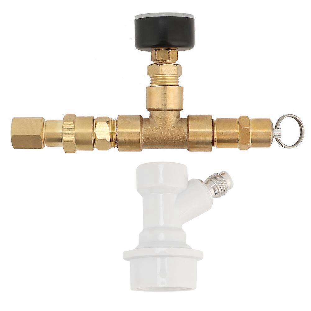 Pressure Regulator Gauge Valve with Connector Assembly for Home Brewing Equipment, Durable Stainless Steel, Compatible with Standard Kegs