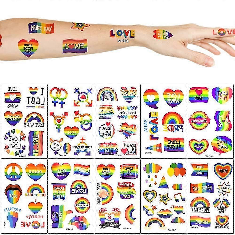 10 ورقة فخر قوس قزح الوشم ملصق مؤقت وشم مثلي الجنس فخر موكب الجسم اللوحة حزب الاحتفال شخصية الديكور حزب اللوازم