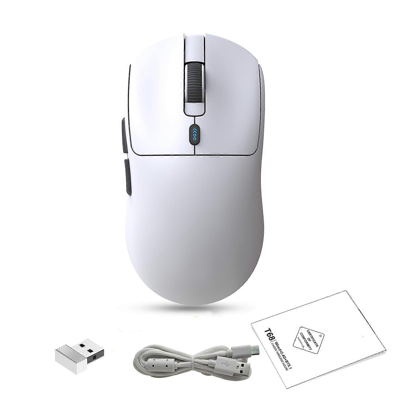 T68W 12000DPI Game Mouse 2.4G USB Rechargeable Mouse 300mAh 7Buttons Programmable for Laptop White