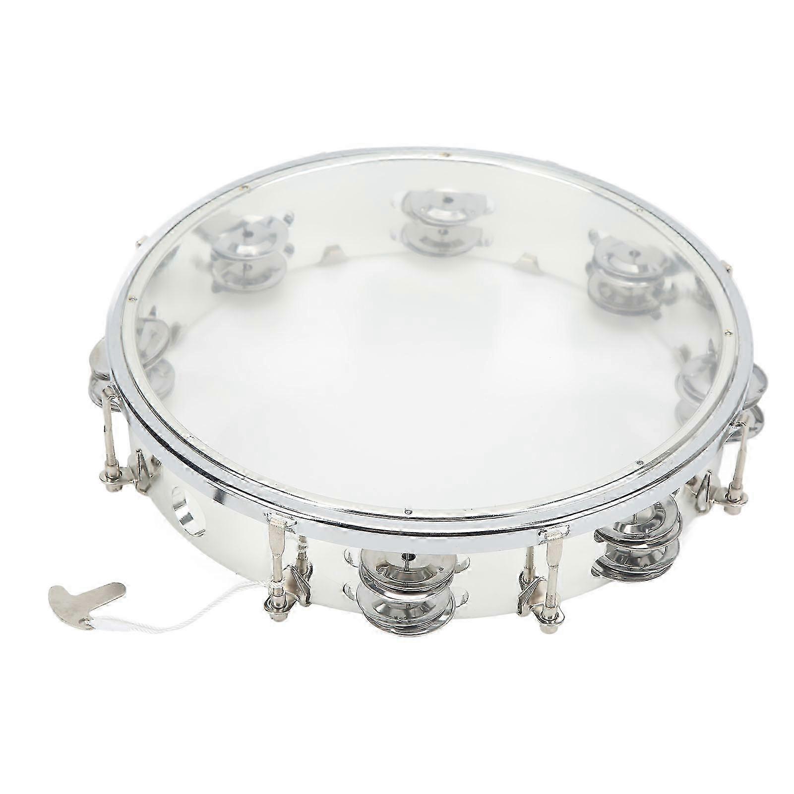 10in Hand Drum Adjustable Tone Double Row ABS Light Hand Bell Handheld Percussion Transparent