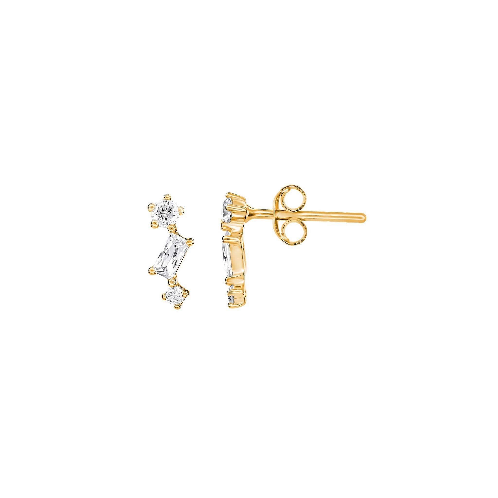 Dew Baguette Zirconia Gold Plate Scatter Studs 3296GCZ