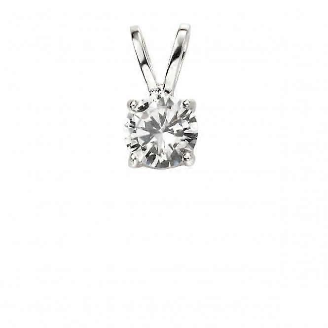 Beginnings Silver Cubic Zirconia Solitaire With Double Bail Pendant P4721C