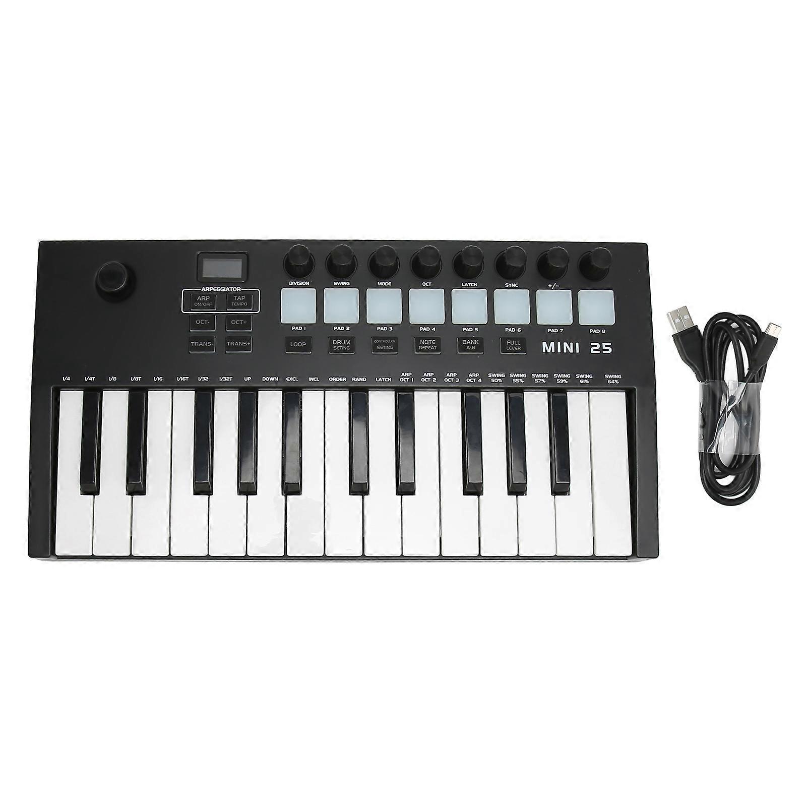 MIDI 25 Keys 4 Dimensional Control OLED Screen Display Portable BT USB MIDI Keyboard Controller