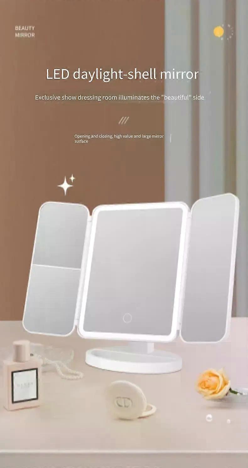 Trifold Makeup Mirror LED Lights Dorm Dressing Mirror Beauty Light up your fill light with Smart Complementary Makeup Mirror Tri