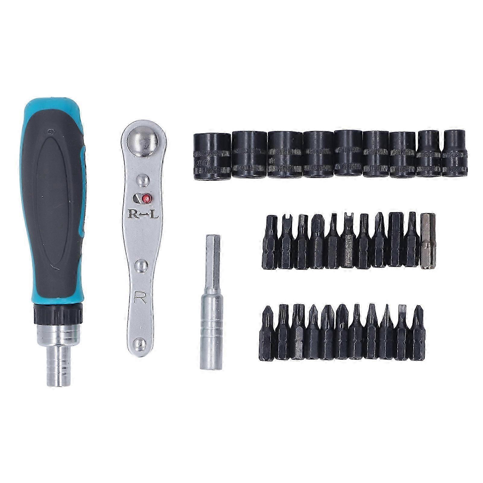 CRV Magnetic Ratcheting Bit Kit - 34Pcs Multi Function Ratchet Screwdriver Set with Storage Box