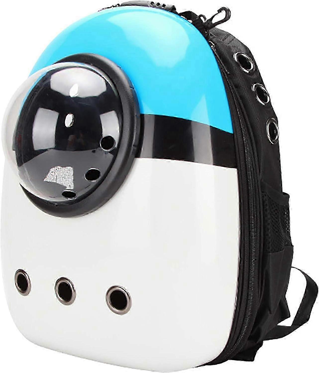 תרמיל מנשא לחיות מחמד, תרמיל חתול נייד שקוף שקוף תיק נשיאה נושם לכלבים וחתולים קטנים ובינוניים, (כחול לבן)