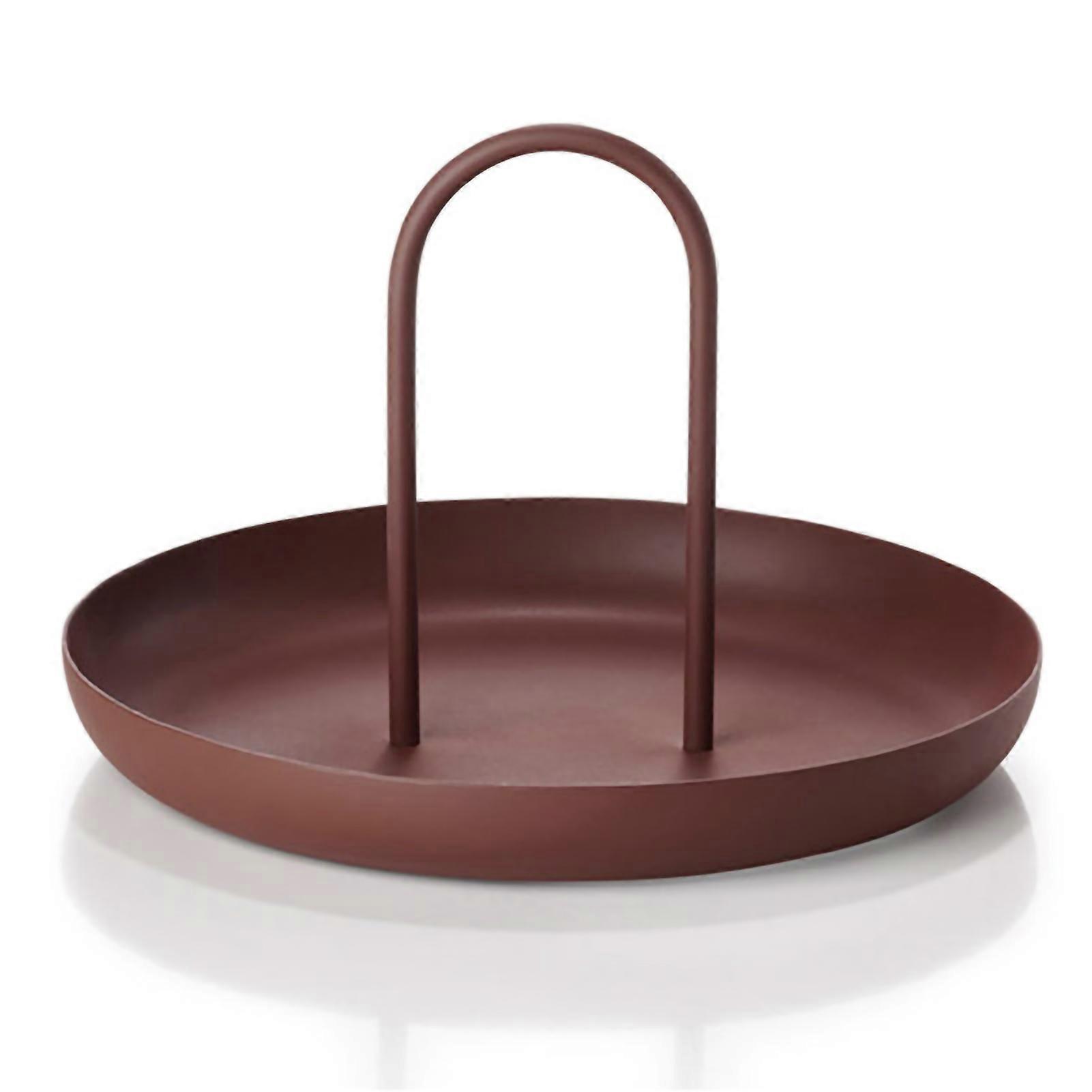 Serving Tray Metal Round Portable Table Top Storage Tray Simple Modern Style with Handle