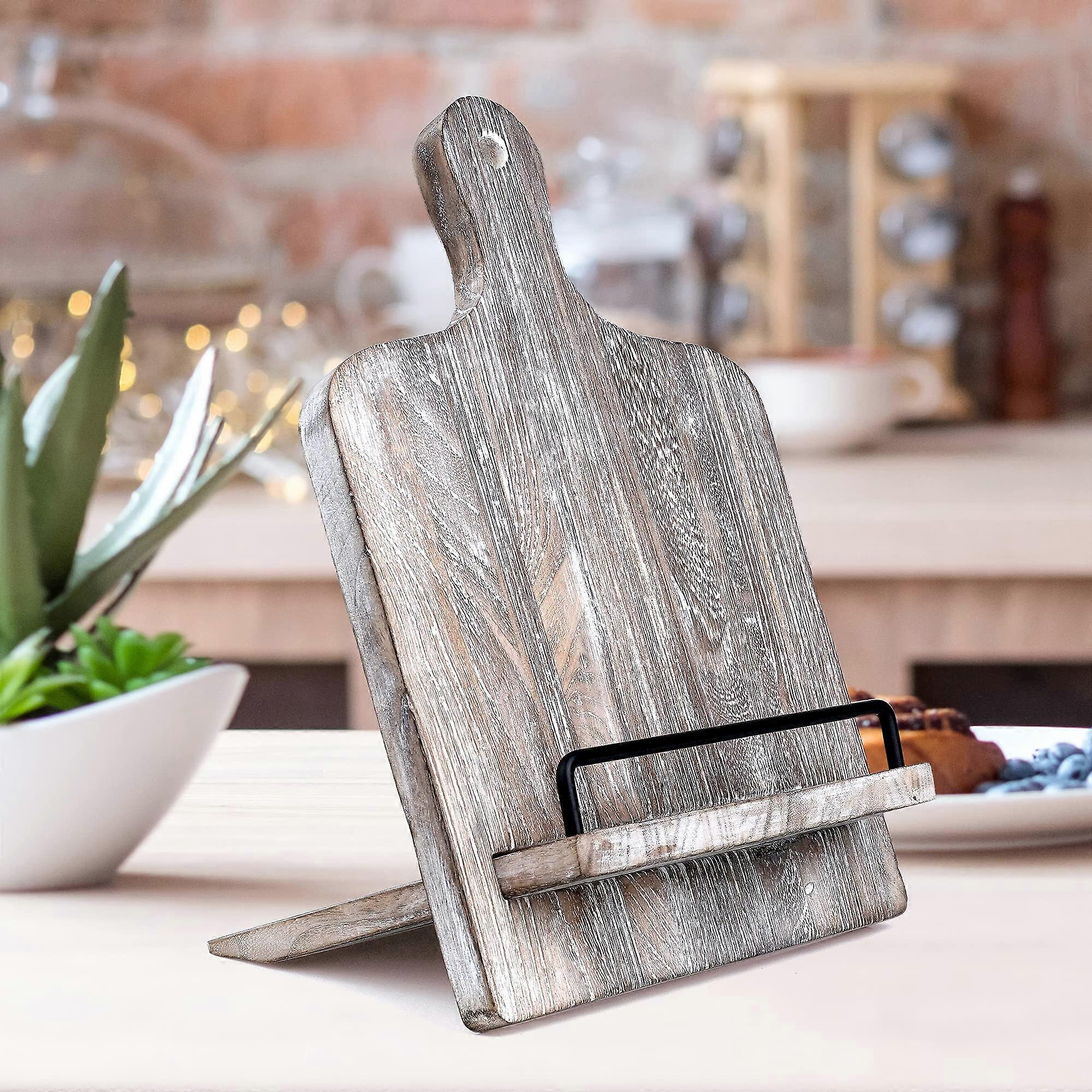 Cookbook Stand Recipe Book Holder - Vintage Cutting Board Style, Adjustable Height for Kitchen, Dining Room, Bedroom