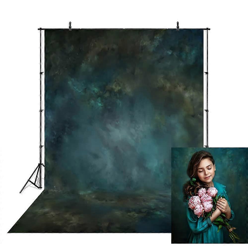 Retro Abstract Green Solid Fuzzy Gradient Photo Backdrop Shower Party Banner Decoration Photography 7x9ft