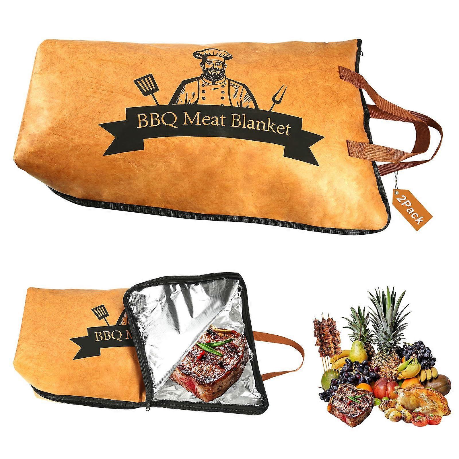 BBQ Blanket 21In 2-Pack Reusable Insulated Resting Bag With Wide Mouth For Large Brisket, Pork Shoulder, Turkey, Beef