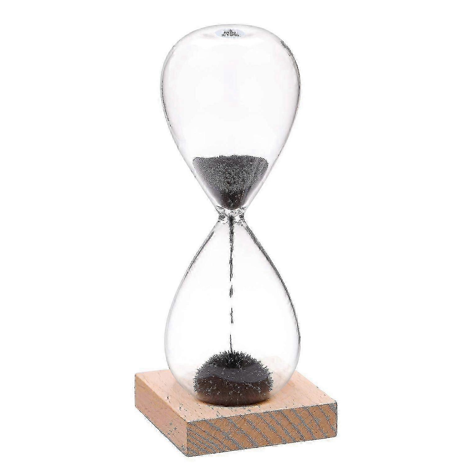 Magnetic Hourglass Sand Timer 3 Minute:sand Clock With Black Magnet Iron Powder&wooden Base,sand Watch 3 Min,lager Reloj De Arena, Hour Glass Sandglas
