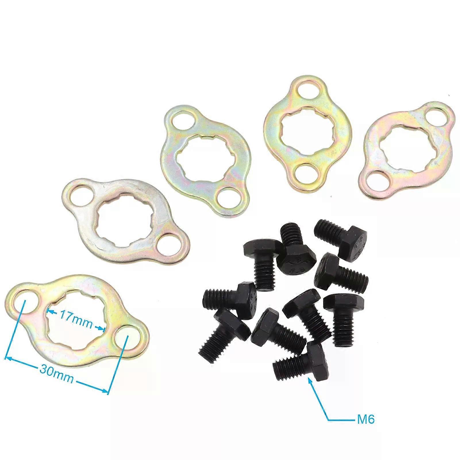 5Sets 17mm 20mm Front Engine 420 428 Chain Sprocket Retainer Plate Locker Gasket Screw