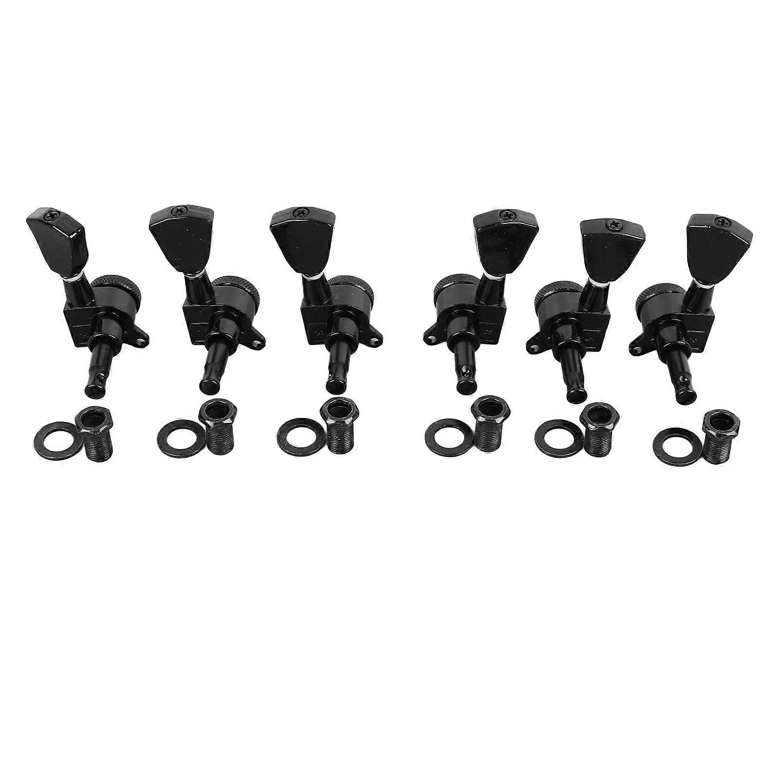 6PCS Guitar Locking Tuners Triangular Head String Tuning Key Pegs Machine Heads Replacement 3 Right 3 Left GC402A Black