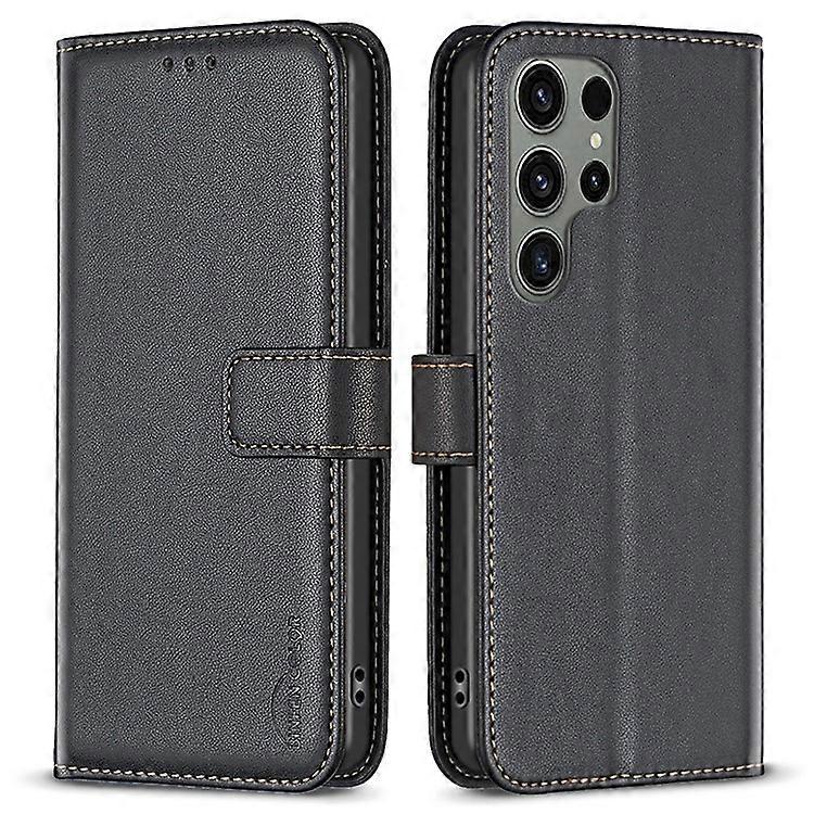 BINFEN COLOR BF17 Compatible For Samsung Galaxy S24 Ultra Leather Case Stand Phone Cover