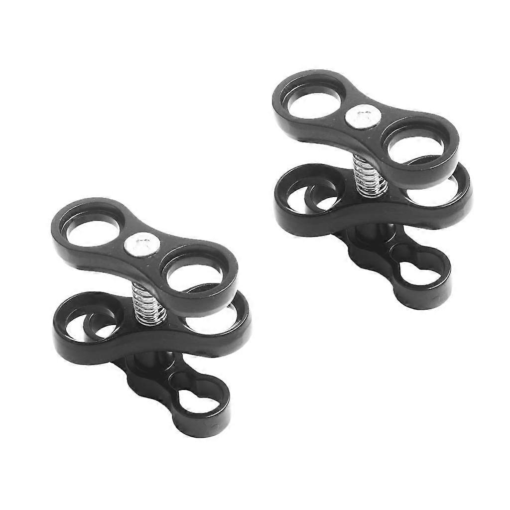 2 Pieces Underwater Diving Flashlight Torch Ball Join Connector Clamp Mount, Aluminum Alloy, 360° Rotation, Adjustable, Black