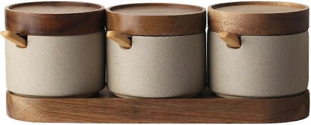 Spice Jars Spice Box Seasoning Jars Vintage Ceramic Condiment Container With Lid And Spoon Spice Jar Set