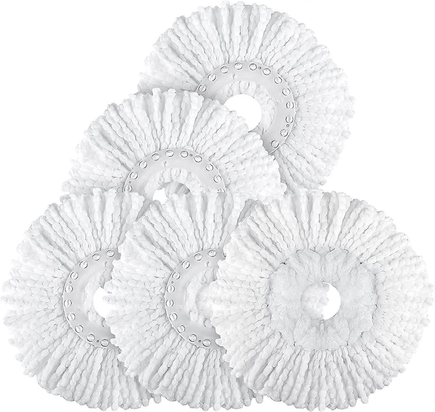 5 advanced replacement mop heads added, compatible with rotary mops (white)