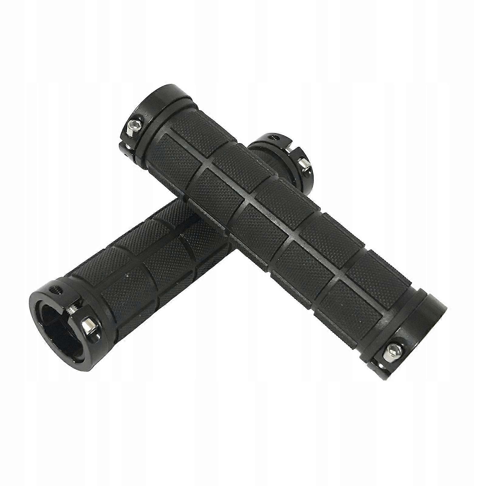1 Pair Handle Bar Grips Double Lock On Bmx Mtb Mountain Bike Cycle Black