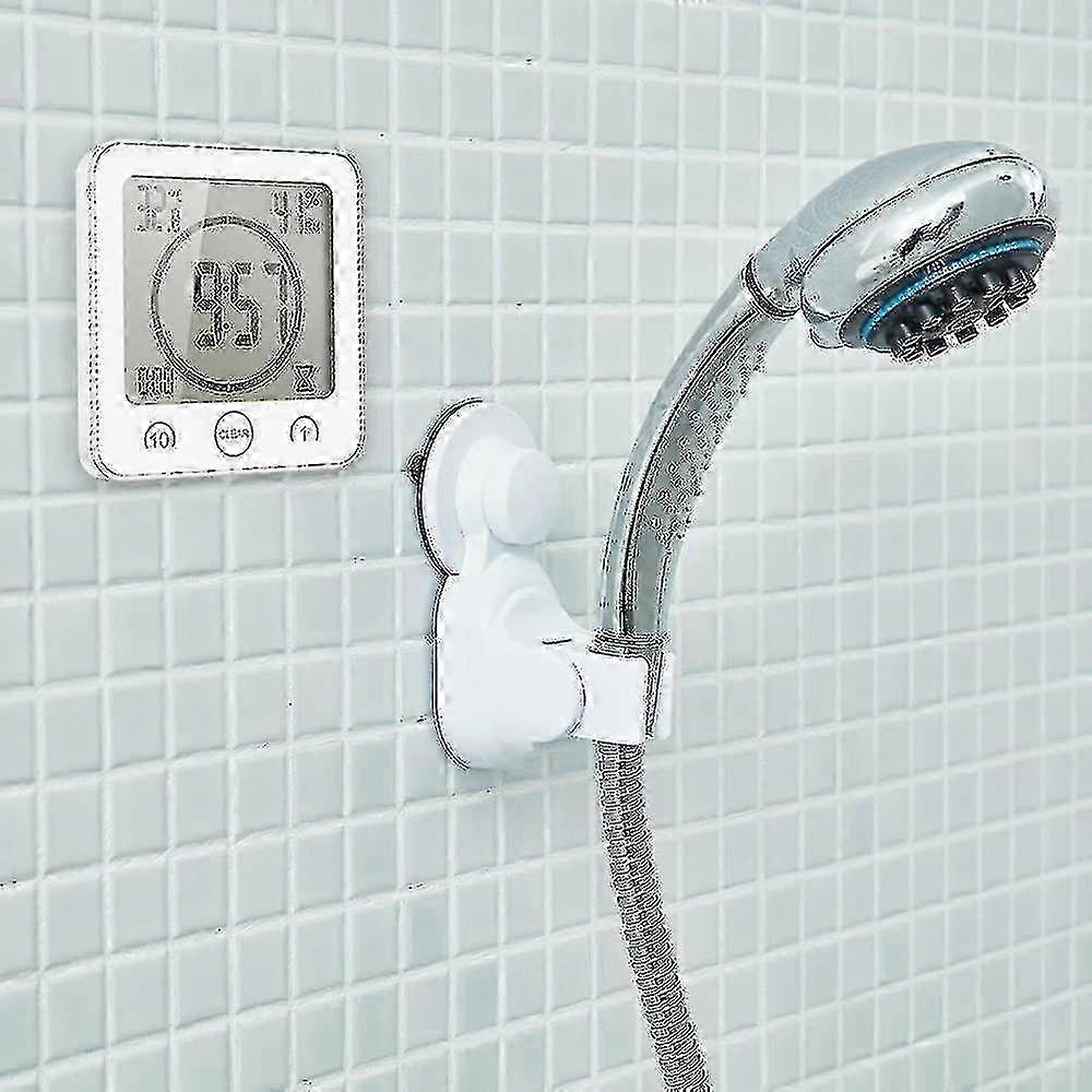 Bathroom Clock, Lcd Digital Alarm With Waterproof Touch Shower Clock, Temperature Humidity, Countdown Timer, 3 Mounting Methods, Battery Powered (whit
