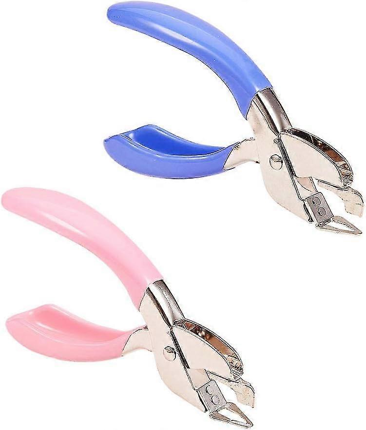 2-Color Staple Pullers in Blue and Pink for Office School and Home Use