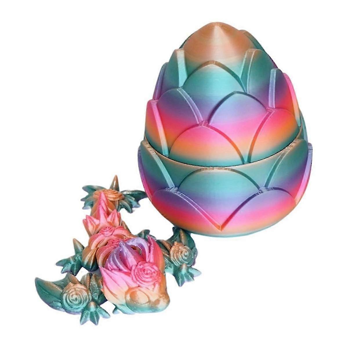 3D Printed Dragon Egg Toy with Fully Articulated Dragon Inside, Easter Egg,(Rose Dragon Egg- Pink)