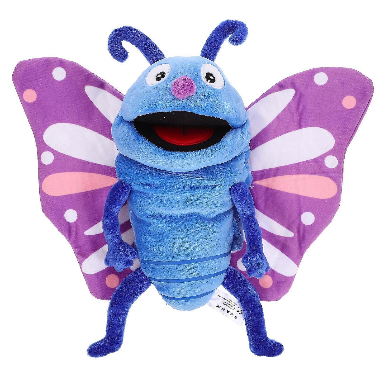 Cartoon Butterfly Hand Puppet Supple Plush Animal Hand Toy Interactive Storytelling Puppet