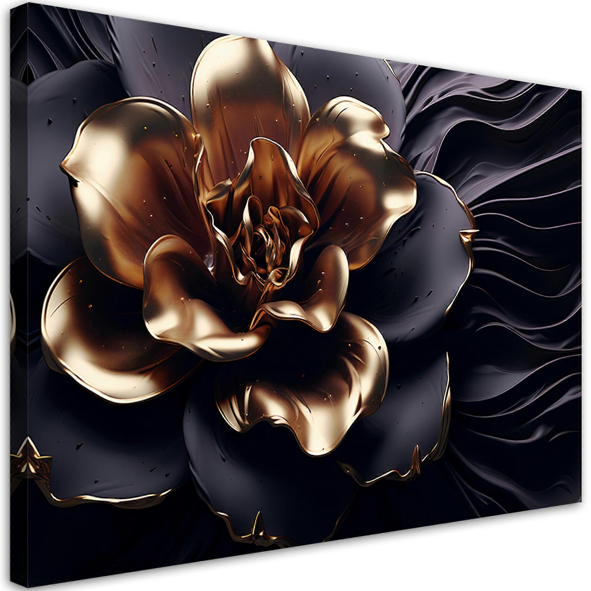 Impression sur toile, AI Fleur dorée - 90x60