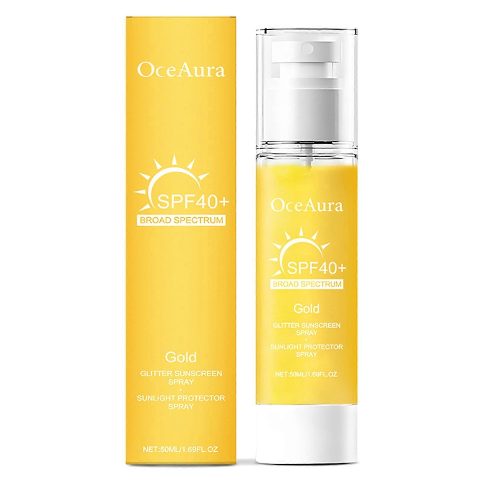 50ml Sunscreen Body Glowing Oil Spf50 Sunscreen Body Oil with Gold Mica Broad-Spectrum Fast Absorbing Moisturizer