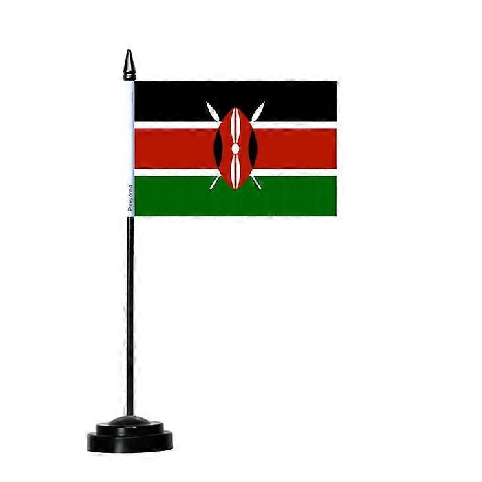Kenya Table Flag – 14 x 21 cm – Polyester – Black Plastic Base