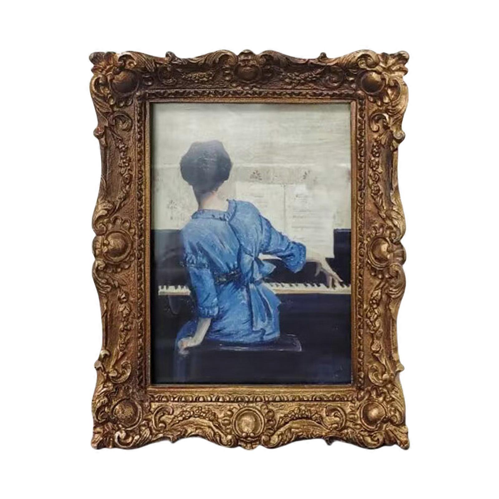 Vintage Antique Resins Picture Holder Frame for Gallery Display and Home Decoration Desktop or Wall Embossed Photo Frame