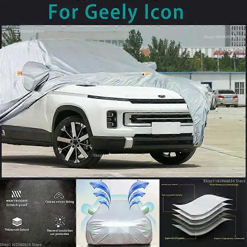 Για Geely Icon 210T Αδιάβροχα πλήρη καλύμματα αυτοκινήτου Εξωτερική προστασία από τον ήλιο UV Σκόνη βροχής Χιόνι Προστατευτικό αυτόματο προστατευτικό κάλυμμα
