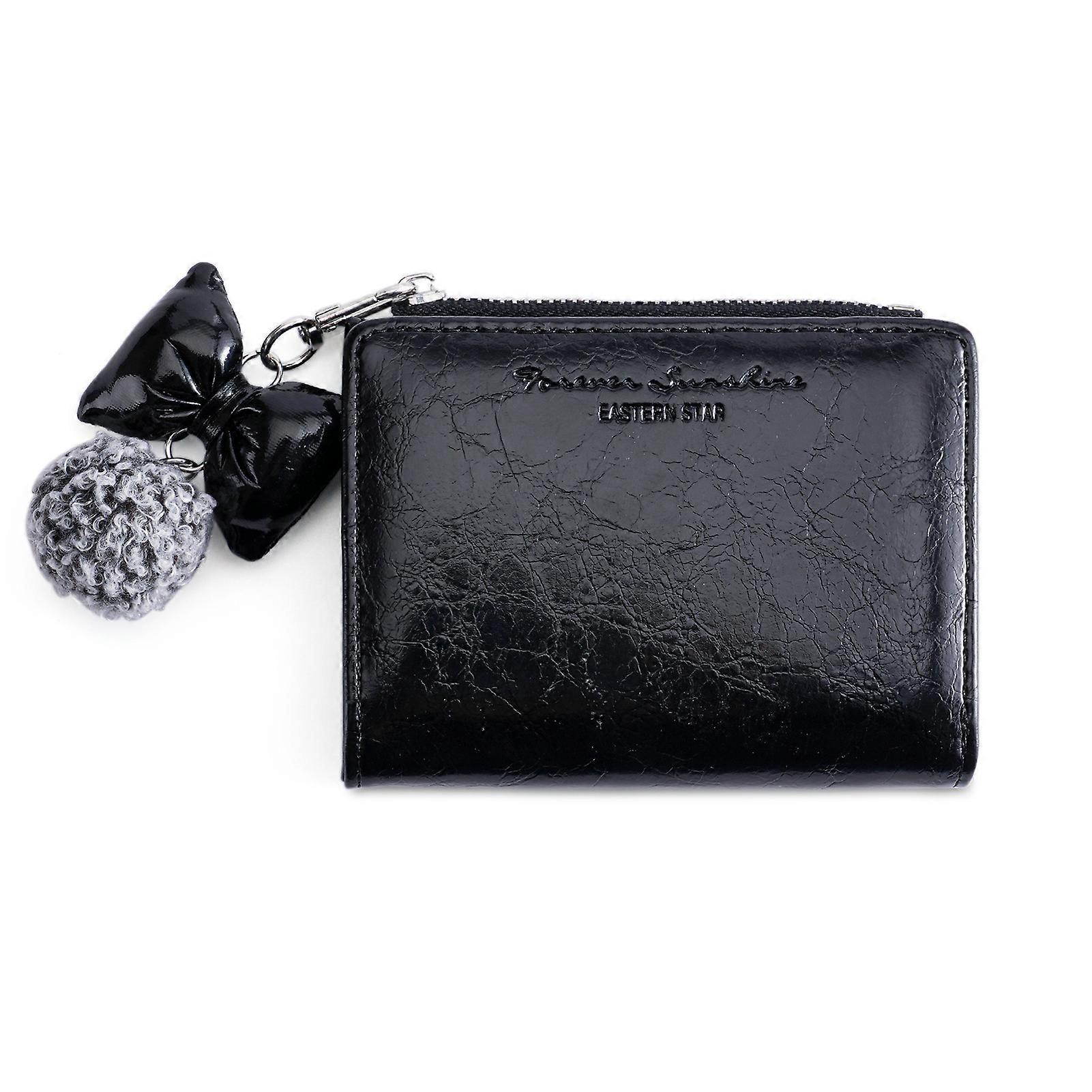 Women's Fashion Wallet With Bowknot Pendant Quality PU leather with a stylish crackle texture creates a luxurious feel. for Outgoing Shopping