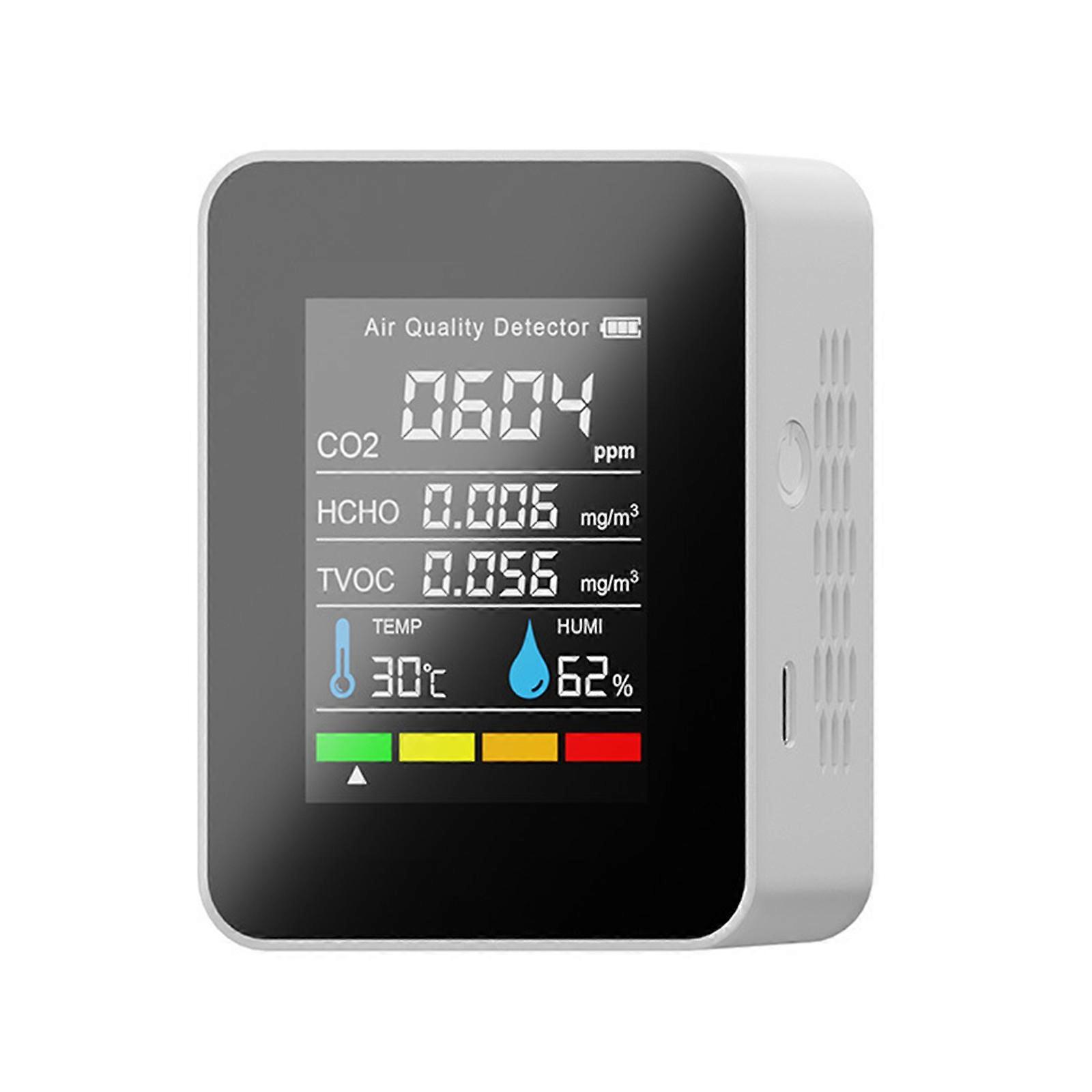 CO-2 Monitor 3-IN-1 Carbon Dioxide Detector Multifunctional Air Quality Monitor Detection Range 400-5000 ppm for Home White
