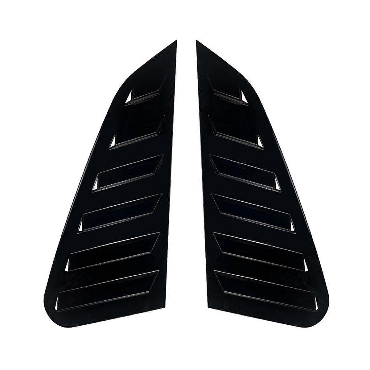 Car Rear Triangular Window Louvers Shutters Blinds Cover Trim for 2011-2014 Bright Black