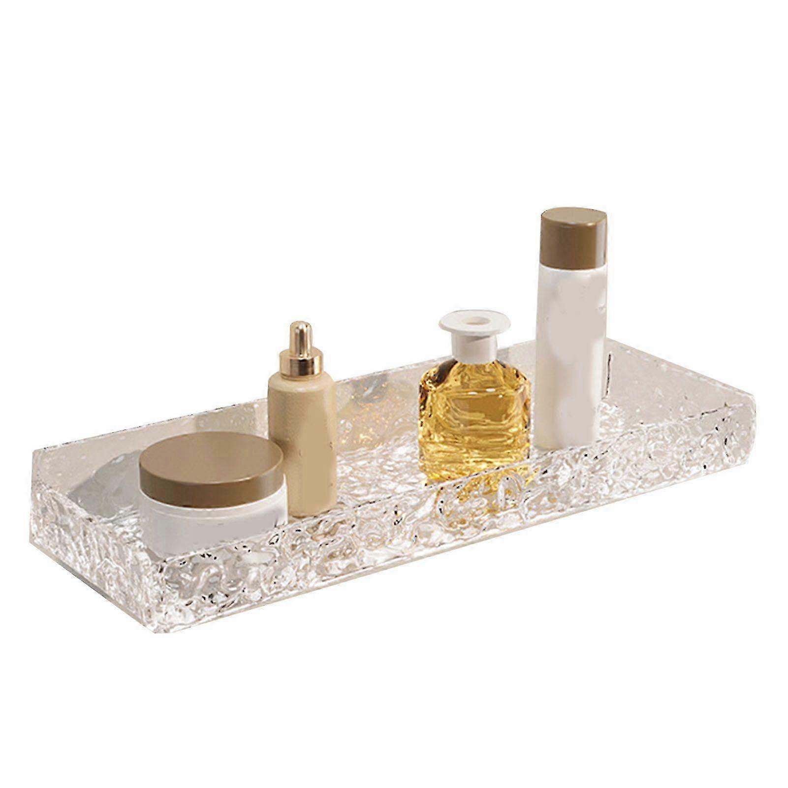 Transparent Stone Pattern Hanging Shelves for Bathroom Sink, Acrylic Wall Mounted Floating Shelves Space Saving, No Hole Installation
