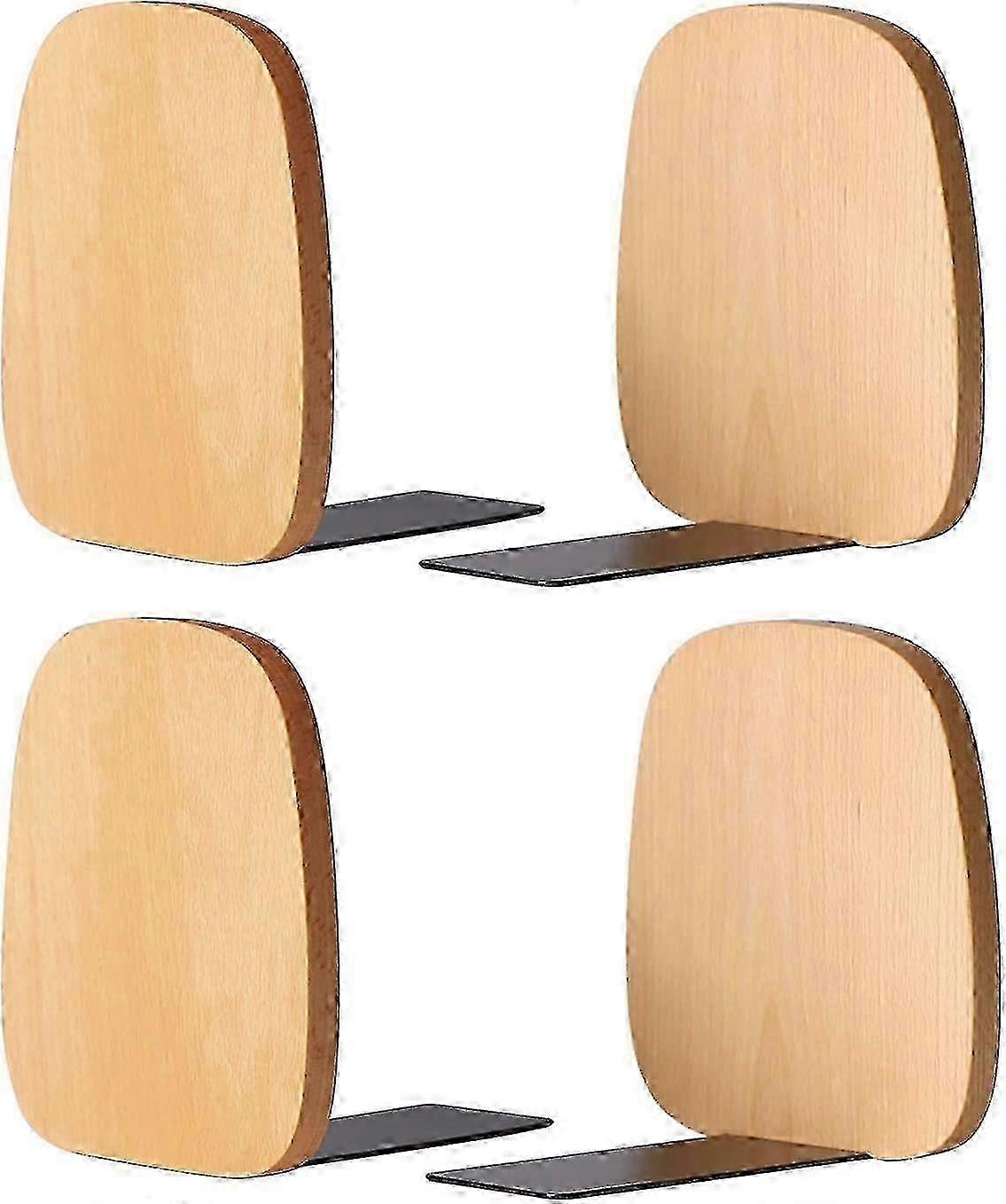 棚用の木製ブックエンド、本/ DVD /映画用の装飾的なブックエンド14x12x10.8cm(ウォールナットウッド)