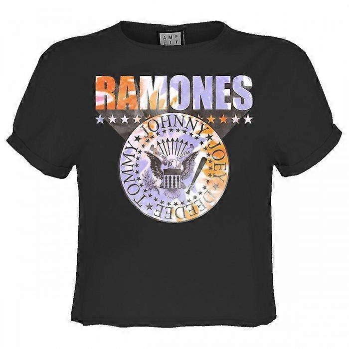 Amplified Womens/Ladies Shield Ramones Tie Dye Crop Top