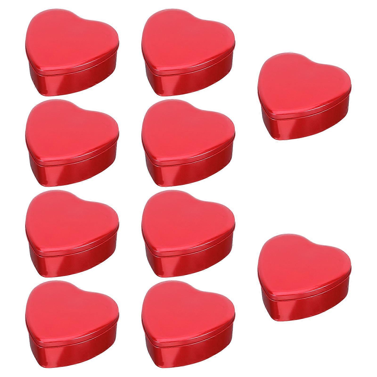 10Pcs Heart Shaped Gift Boxes Candy Containers Party Tinplate Boxes