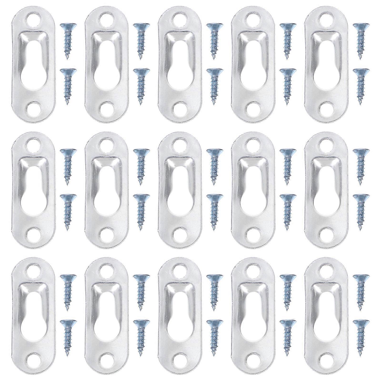 30PCS Keyhole Hangers with Screws for Picture Frames and Mirrors – Durable Iron Fasteners for Easy Wall Art and Decor Installation
