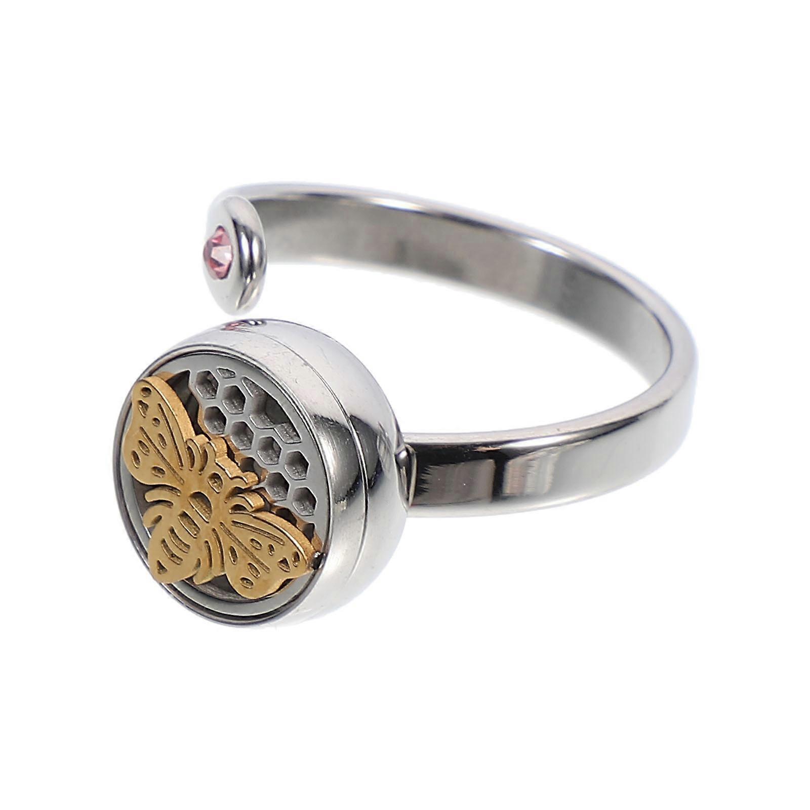 Essential Oil Open Ring Adjustable Gold Hollow Design Lightweight Comfortable Aromatherapy Jewelry for Family, Friends, and Self
