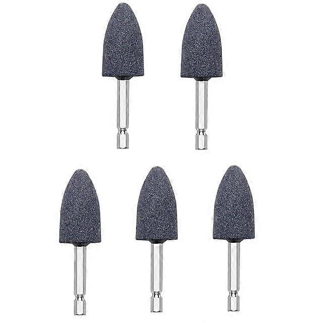 Grinding Head Pack of 5 Hexagonal Shaft Polishing Wheels Brown Corundum Cone for Jade Ceramic Glass Sharpening