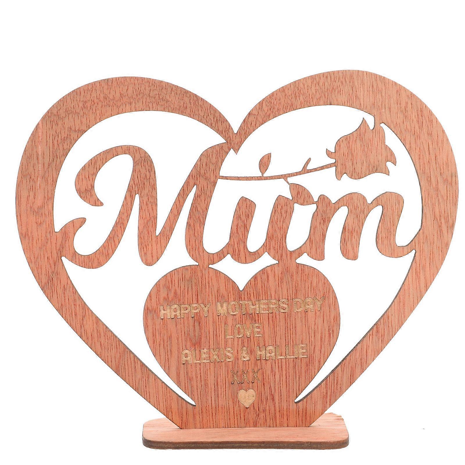 Heart Shaped Wood Decoration Mother's Day Tabletop Sign Home Decoration 1Pack