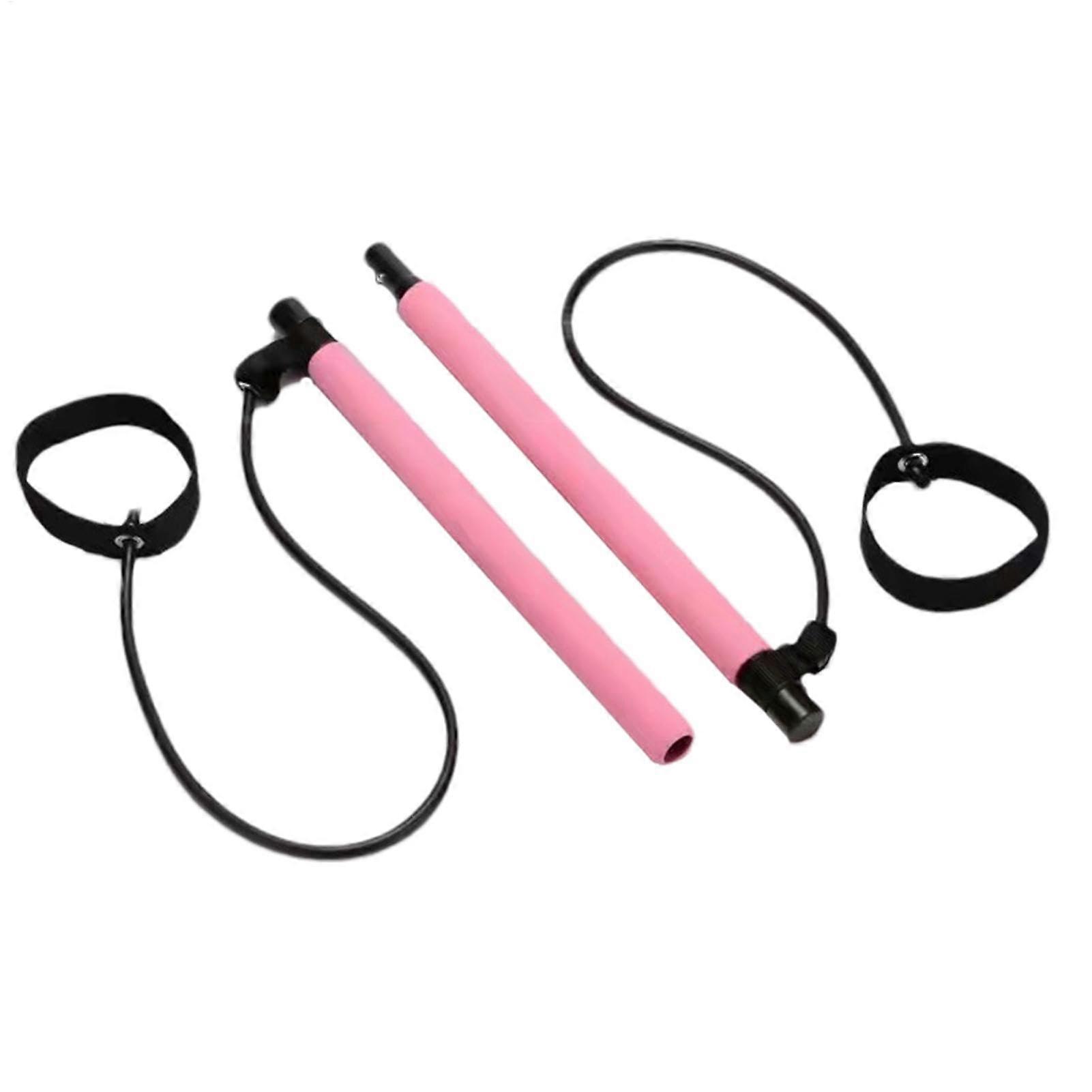 Pilates Stick Set Workout Equipment, Elastic Fusion Bar for Sculpting, Yoga, Stretching Pink