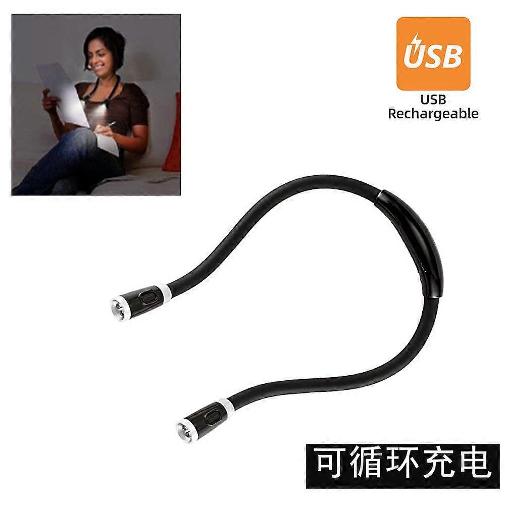 Rechargeable Neck Hug Light Reading Lamp with 4 Lights Reading Lights in Bed 3 Brightness Levels Silicone Flexible Blue