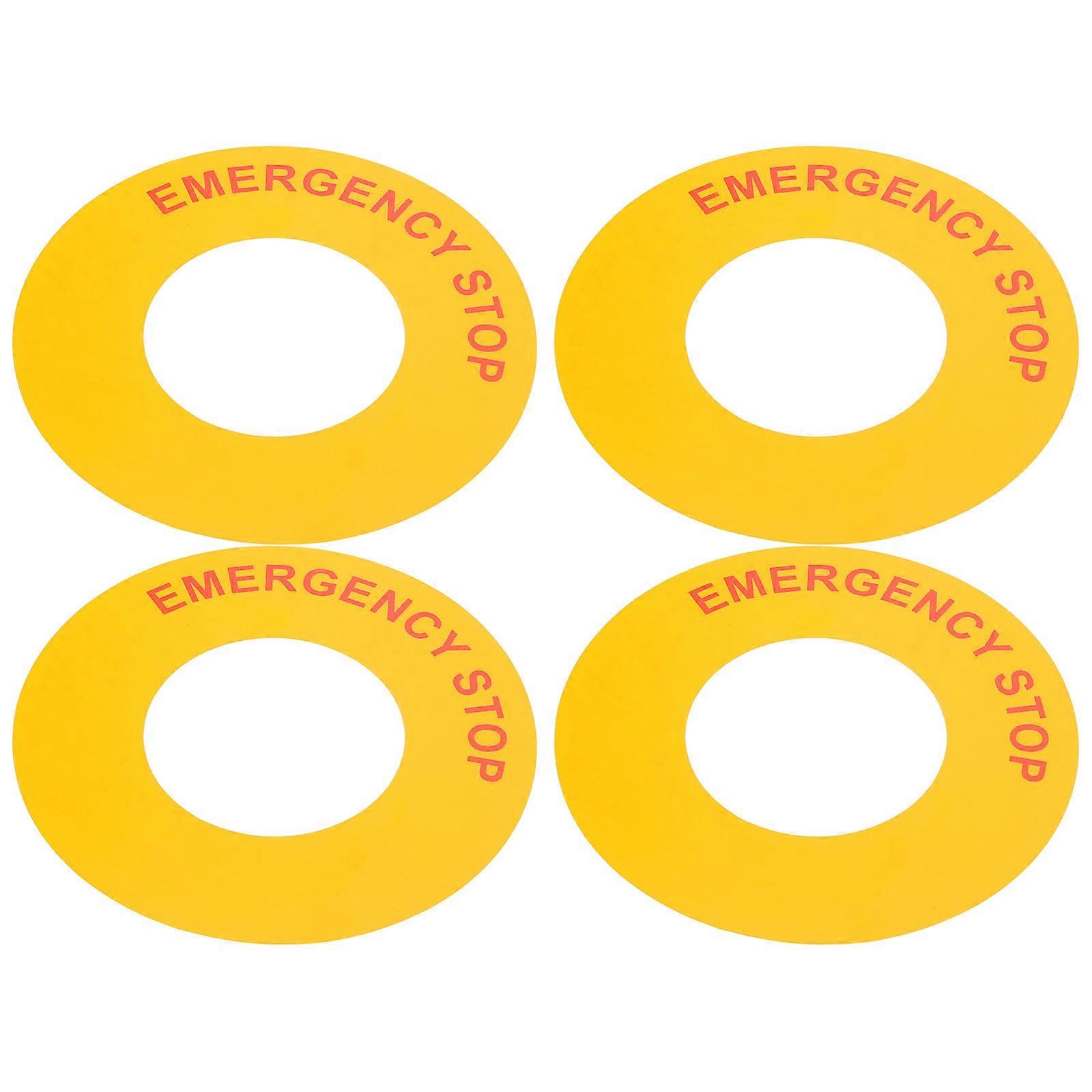 4pcs Bright Emergency Stop Decals Strong Adhesive Warning Stickers for Industrial Machinery Electrical Devices Safety Labels Home Office Use