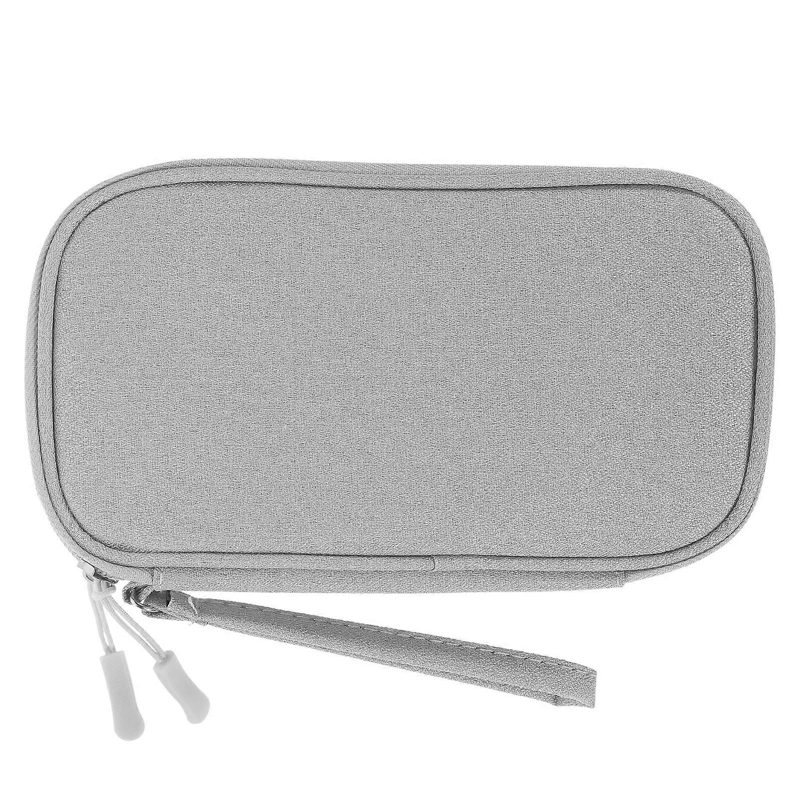 Portable Cable Storage Case Travel Electronics Bag Digital Accessories Rectangular Shape Grey Color 1Set